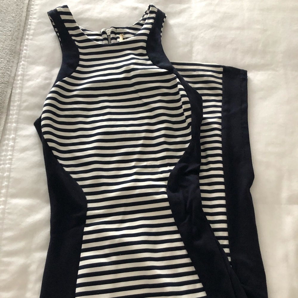 Michael Kors Fitted Nautical Stripe Maxi Dress